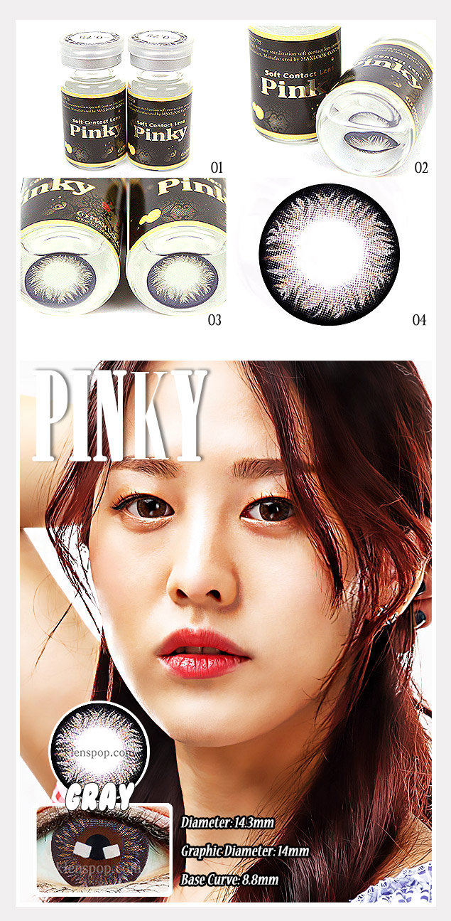 Description image of Pinky Gray (2pcs) 6 Months (Pearl Lens) Prescription Colored Contacts